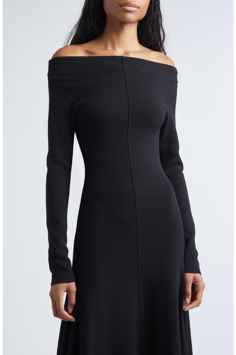 Romi Off The Shoulder Long Sleeve Dress, Alternate, color, BLACK