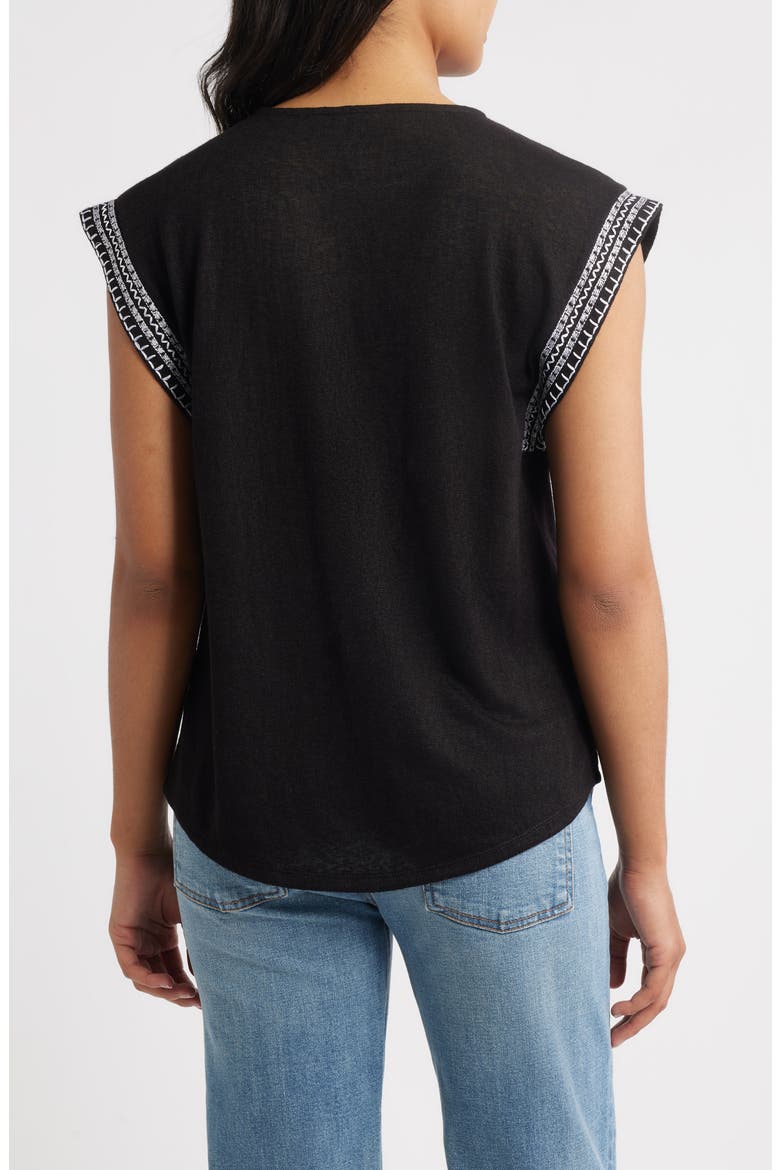 Caty Embroidered Sleeve Knit Top, Alternate, color, BLACK/CREAM