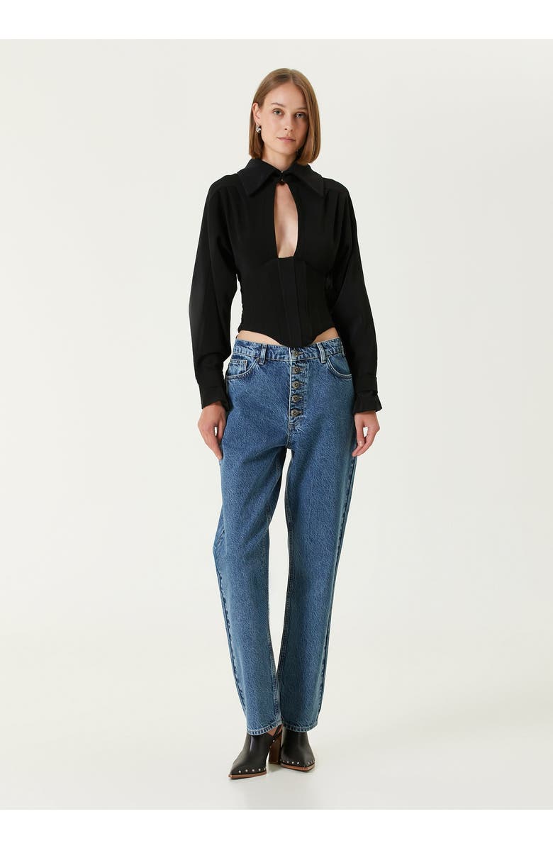 PCFG Wool Blend Your *Itch Corset Blouse, Alternate, color, Black