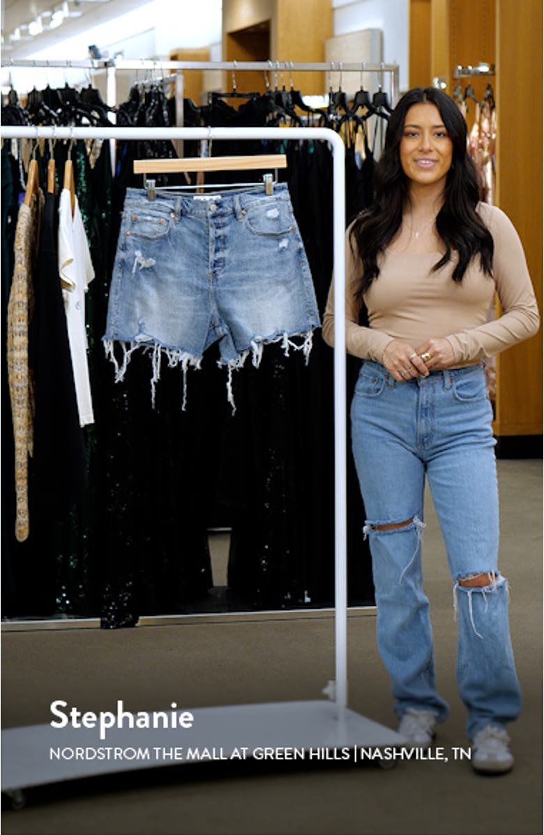 Bottom Line Ripped High Waist Denim Cutoff Shorts, sales video thumbnail