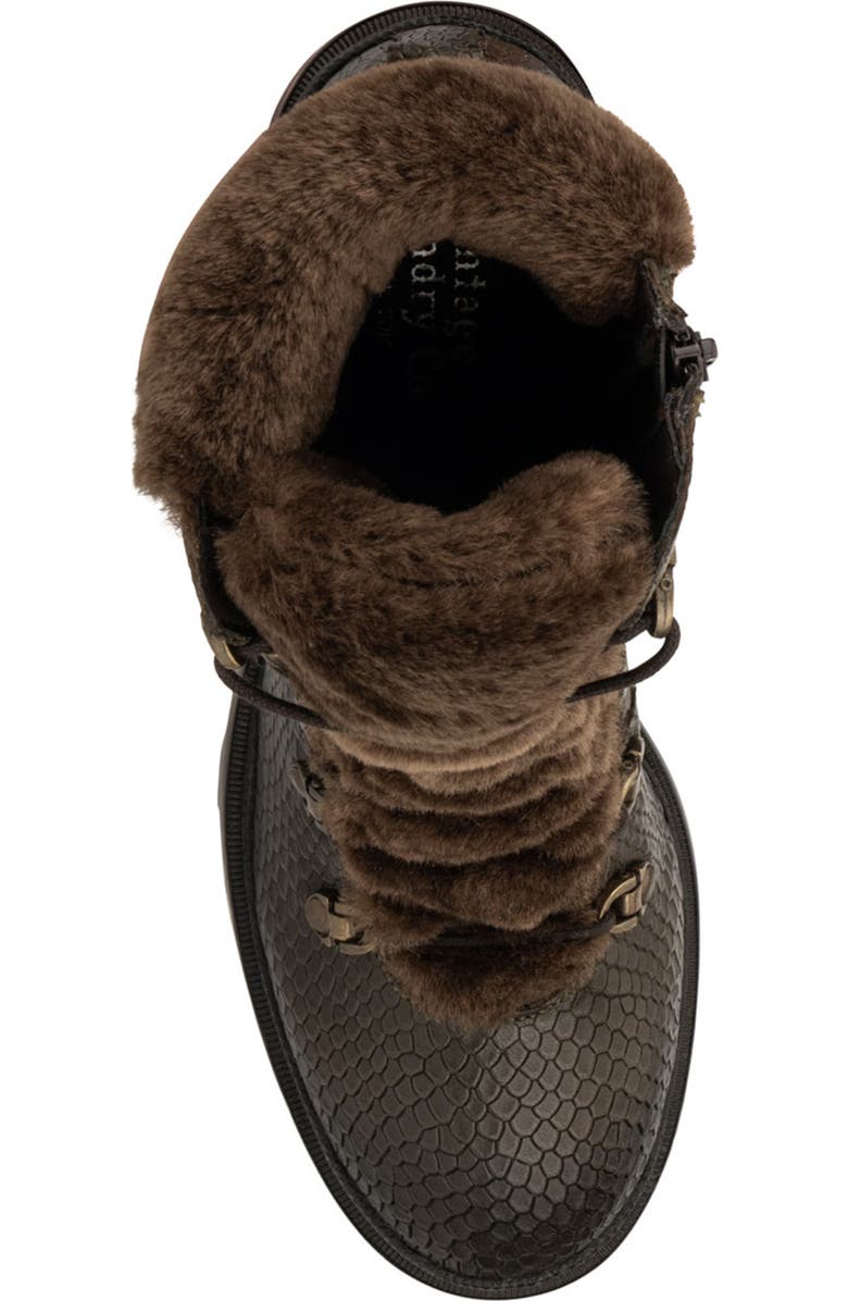 VINTAGE FOUNDRY Regina Faux Fur Trimmed Snake Embossed Boot, Alternate, color, Army Green