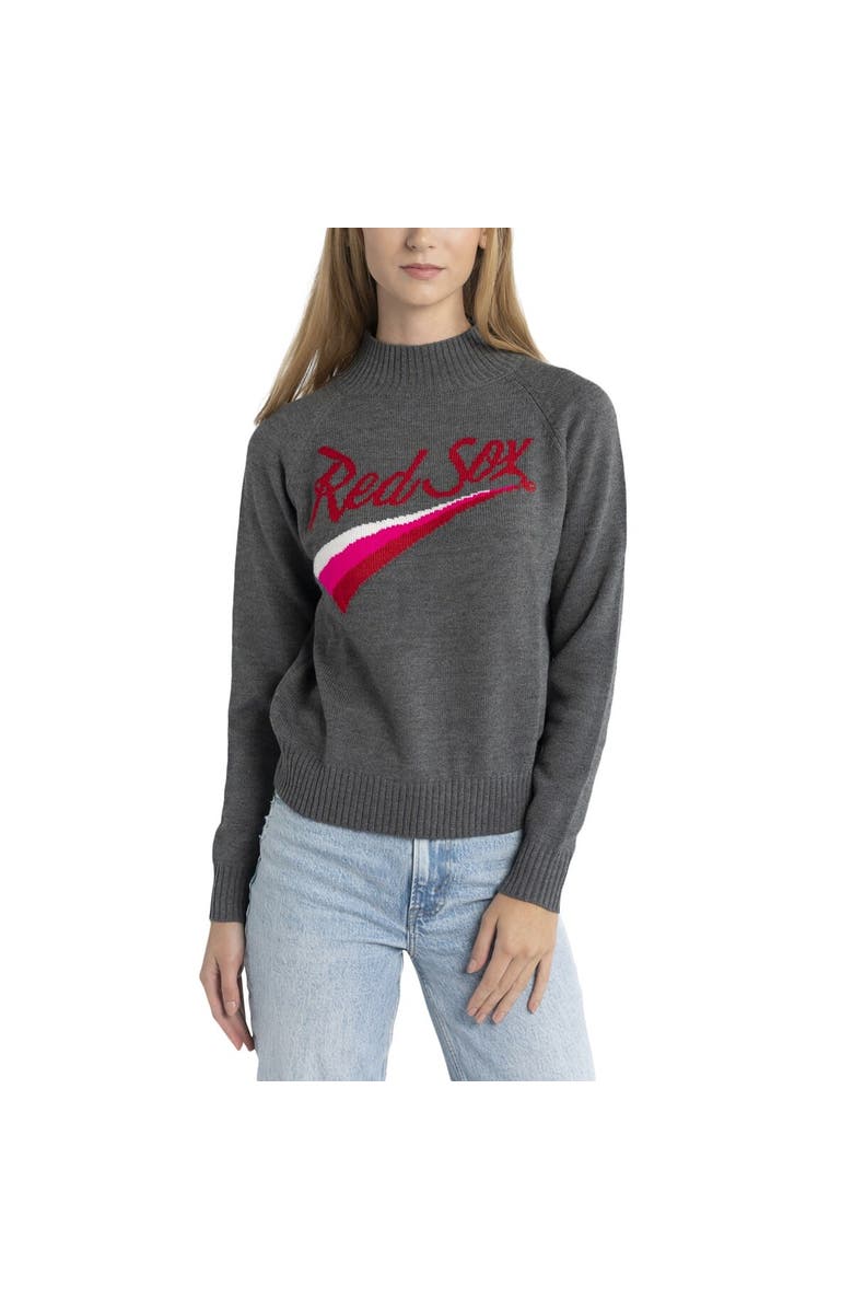 LUSSO Women's Lusso  Gray Boston Red Sox Serena Raglan Pullover Sweater, Alternate, color, Gray