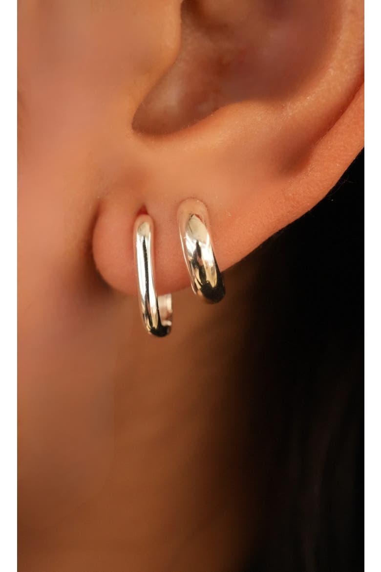 Oblong Hoop Earrings, Alternate, color, SILVER
