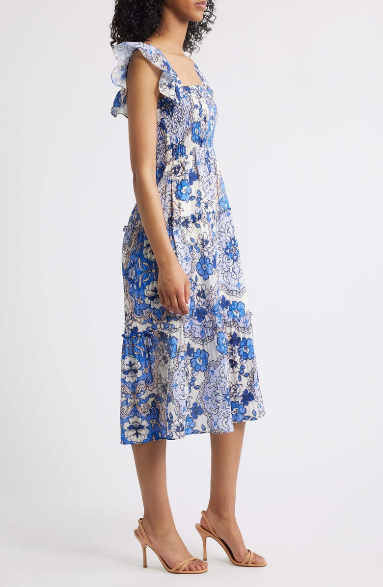 Vince Camuto Print Smocked Tiered Maxi Dress, Alternate, color, 