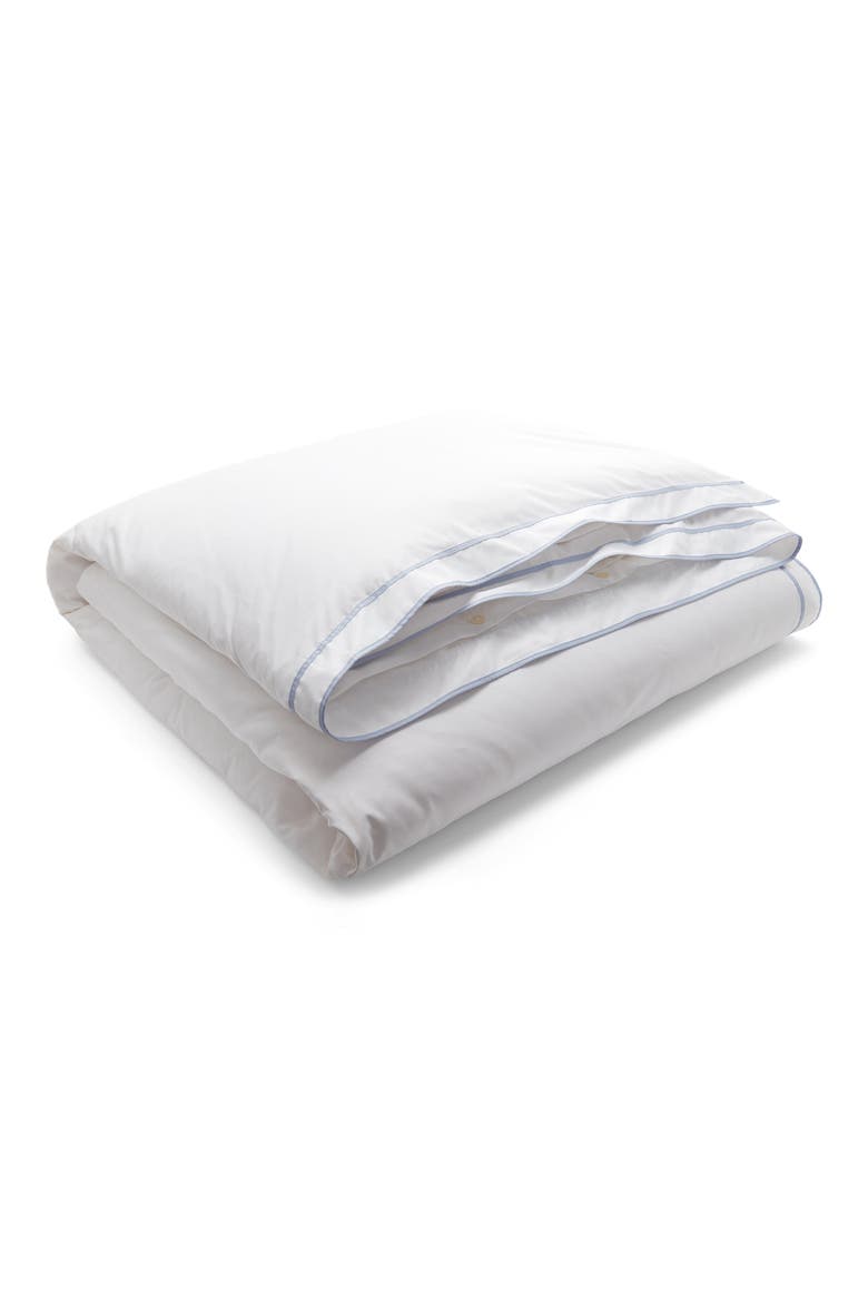 Spencer Border Sateen Duvet Cover, Alternate, color, BLUE CORNFLOWER