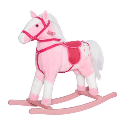 Kids Plush Toy Rocking Horse with Realistic Sounds