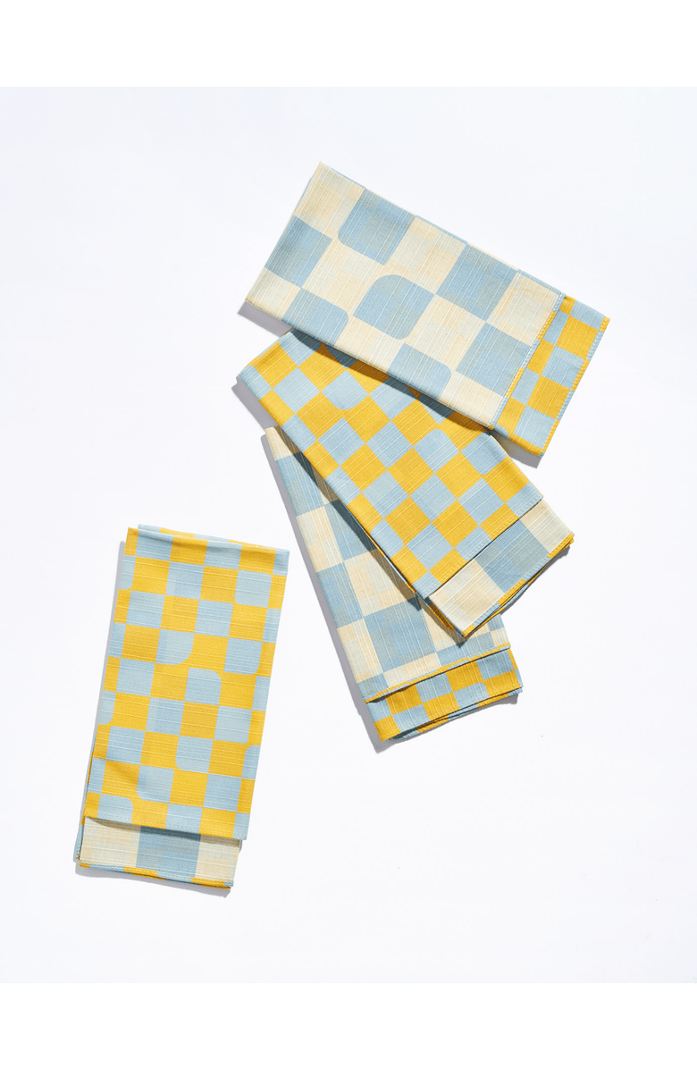 Tortuga Forma Checker Dinner Napkins - High Season Set of 4, Main, color, Sky