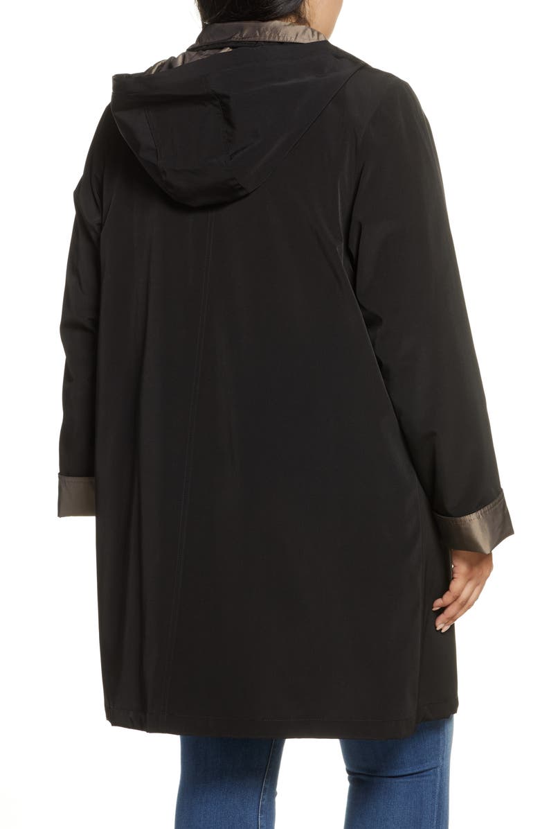 Gallery Hooded Raincoat with Liner, Alternate, color, Black
