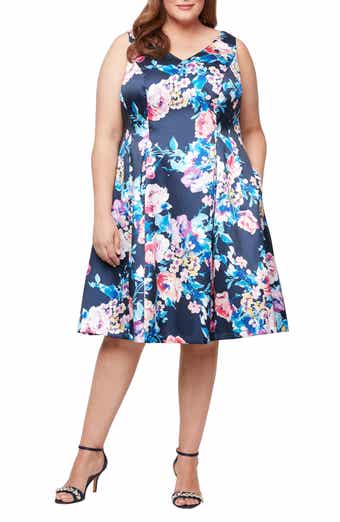 Alex Evenings Floral Fit & Flare Cocktail Dress