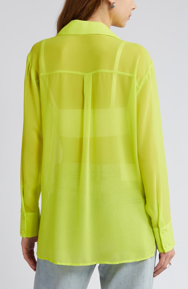 Open Edit Oversize Semisheer Button-Up Shirt, Alternate, color, Green Primrose
