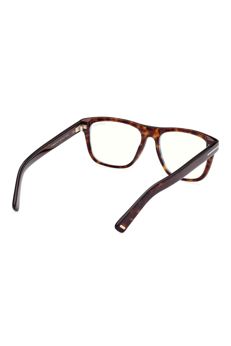 54mm Square Blue Light Blocking Optical Glasses, Alternate, color, HAVANA ECO / T LOGO