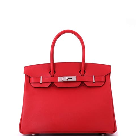 Birkin Handbag Red Epsom with Palladium Hardware 30