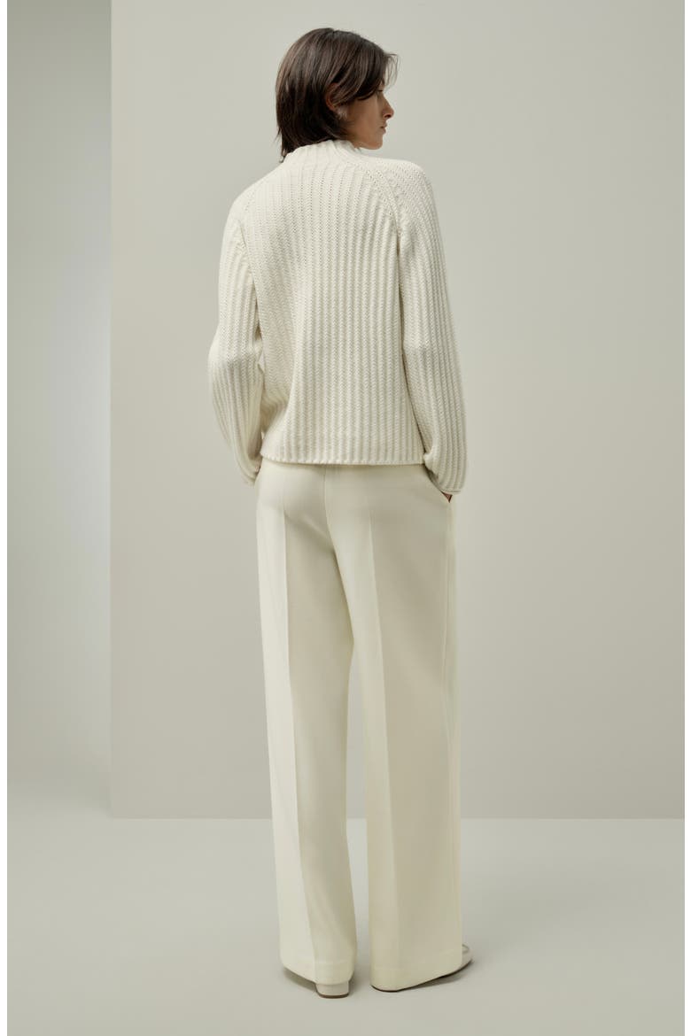 Women's Pointelle Mock Neck Sweater, Alternate, color, White