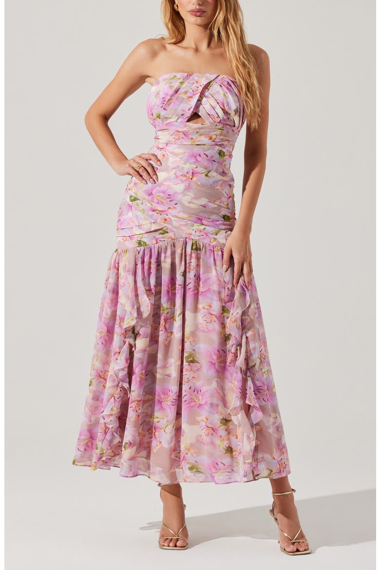 Estefany Floral Strapless Maxi Dress, Alternate, color, PINK FLORAL