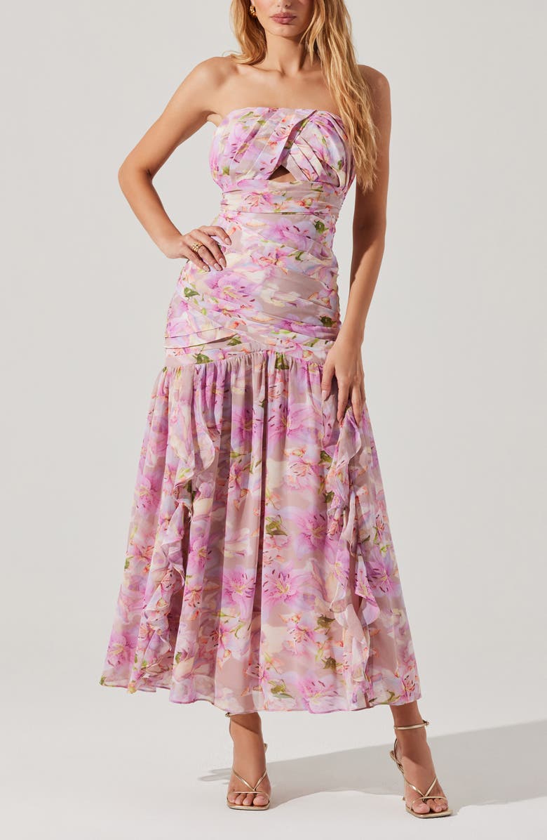 ASTR the Label Estefany Floral Strapless Maxi Dress, Alternate, color, Pink Floral