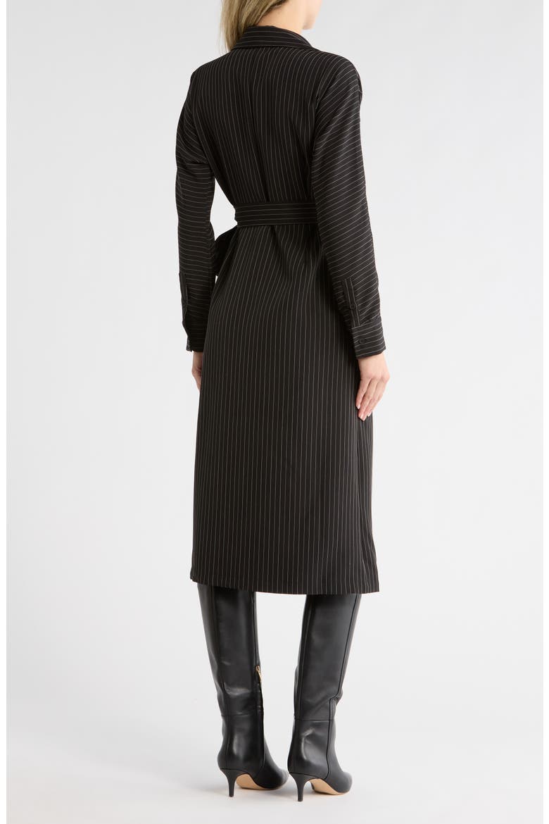 Cass Pinstripe Long Sleeve Wrap Dress, Alternate, color, BLACK PINSTRIPE