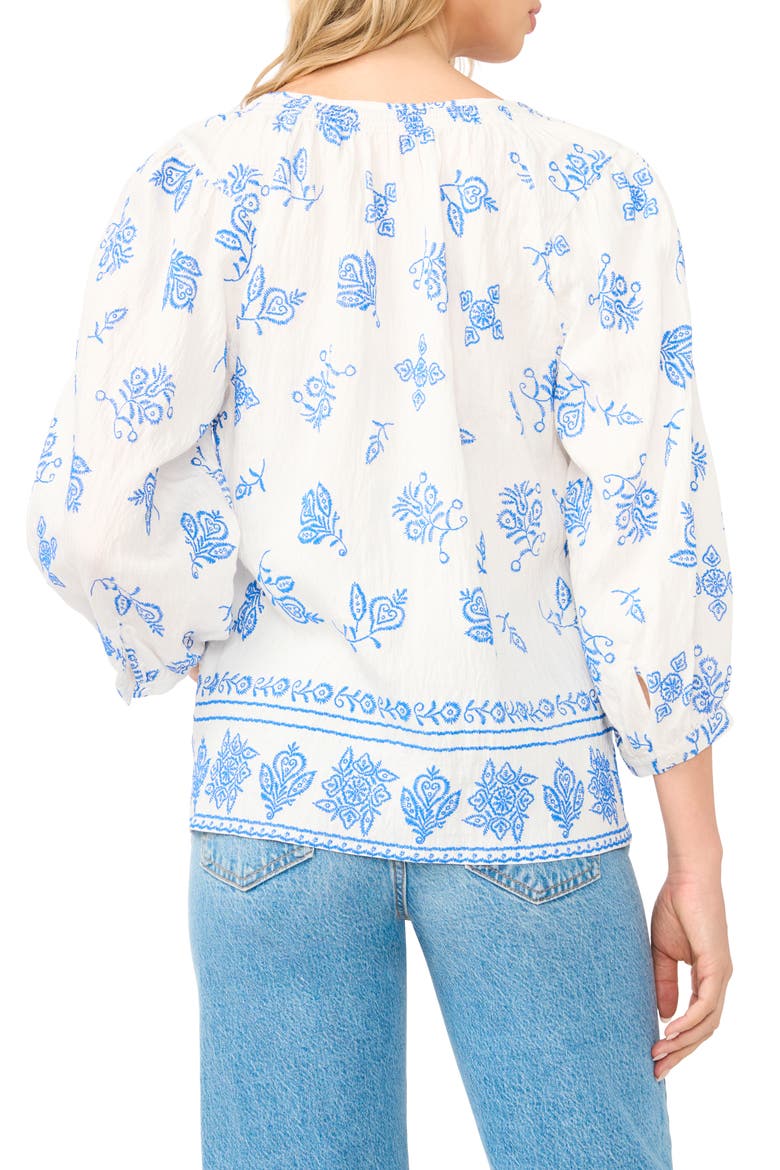 Tie Neck Peasant Top, Alternate, color, ULTRA WHITE