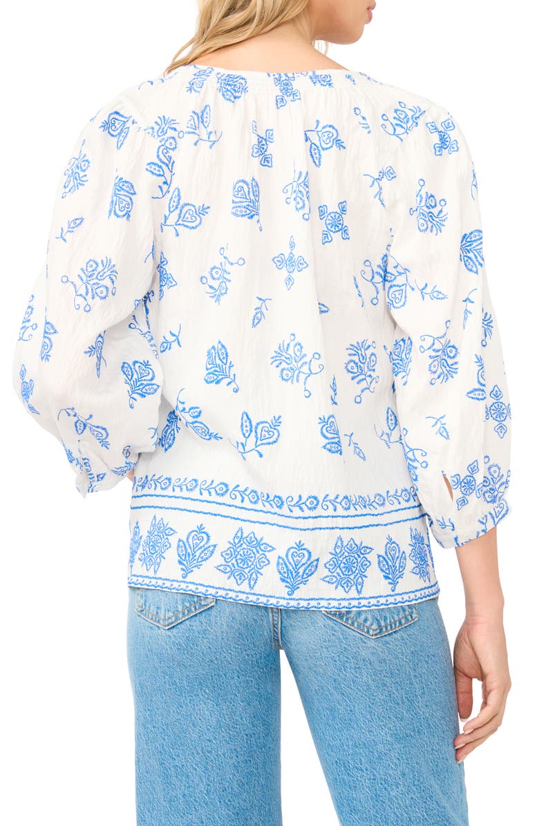 Vince Camuto Tie Neck Peasant Top, Alternate, color, Ultra White