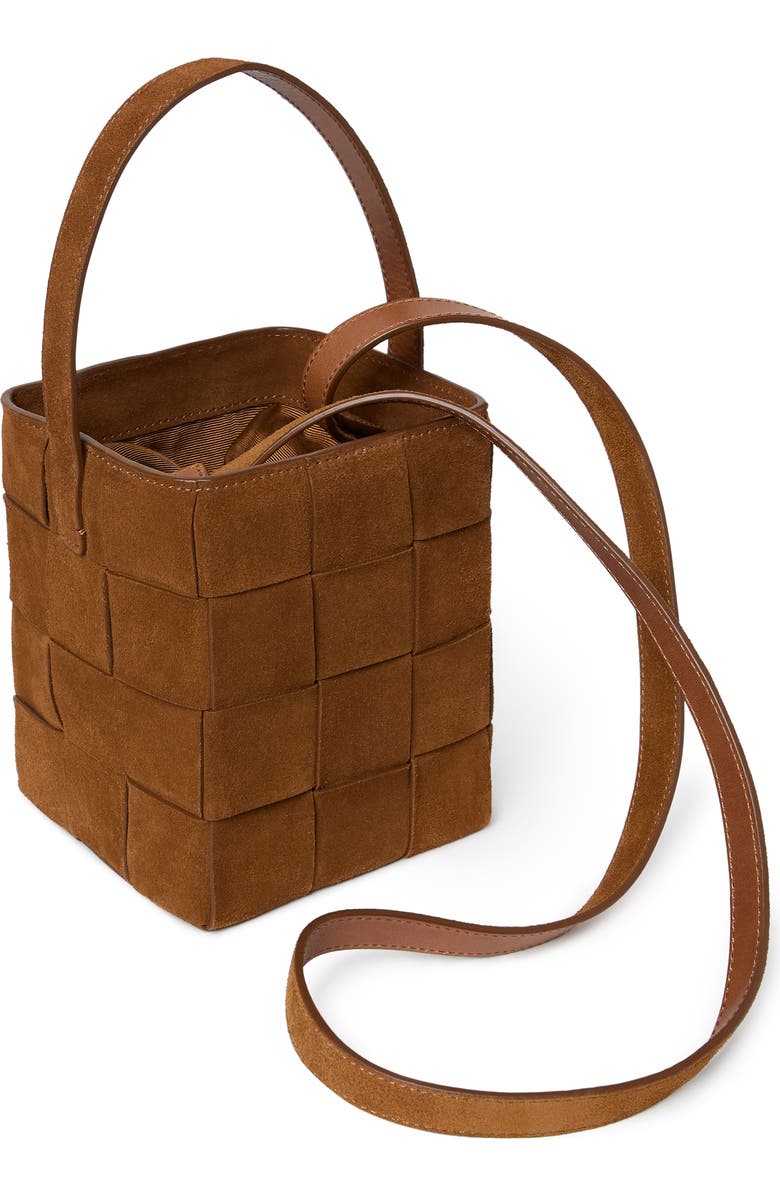 Loeffler Randall Laithe Wide Woven Bucket Bag, Alternate, color, Cacao