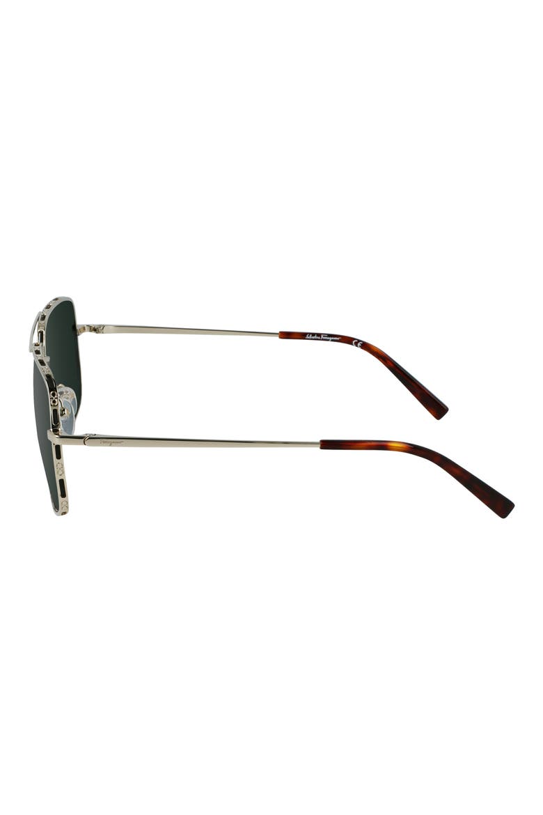 60mm Gancini Aviator Sunglasses, Alternate, color, SHINY GOLD