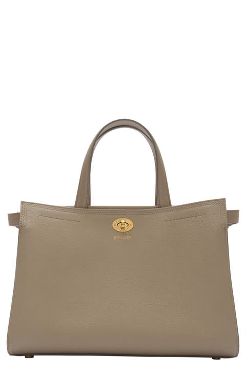 Small Cotswolds Leather & Check Canvas Tote