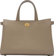 Burberry Small Cotswolds Leather & Check Canvas Tote