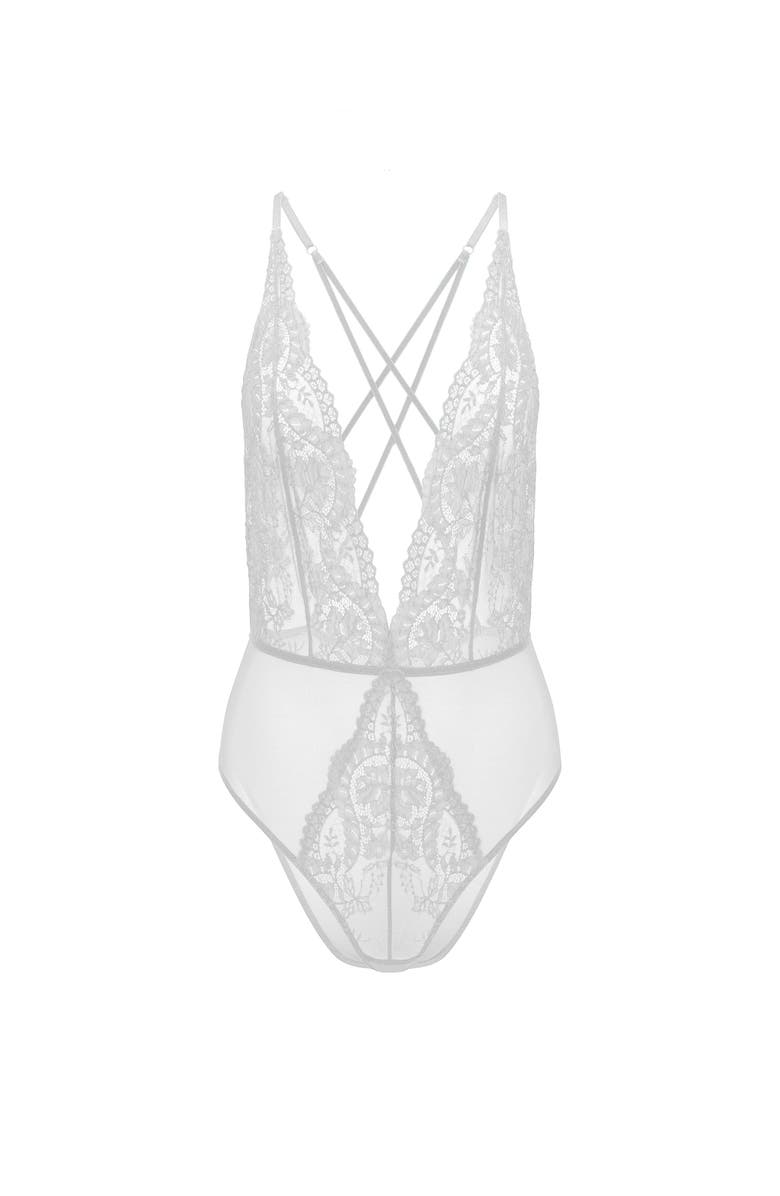 Adore Me Talia Bodysuit Lingerie, Alternate, color, White