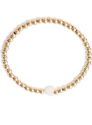 Nashelle Mother-of-Pearl Heart Charm Beaded Stretch Bracelet