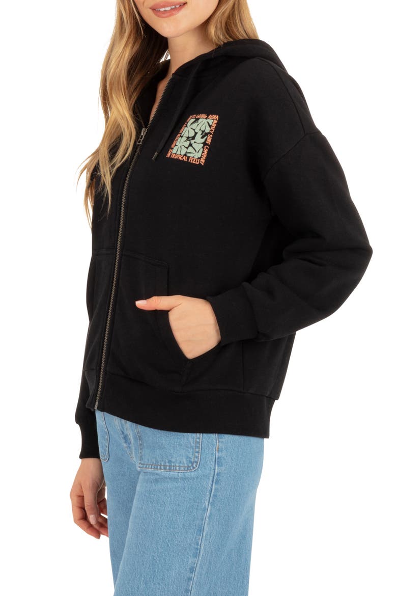 Hawaiian Kisses Full Zip Graphic Hoodie, Alternate, color, BLACK