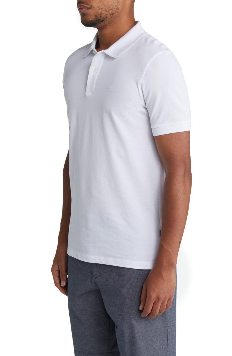 BOSS Pallas Cotton Polo, Alternate, color, White