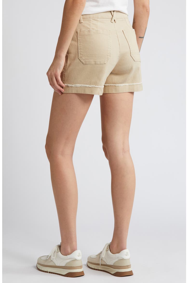 Frayed Patch Pocket High Waist Twill Shorts (Nordstrom Exclusive), Alternate, color, PALE OAK