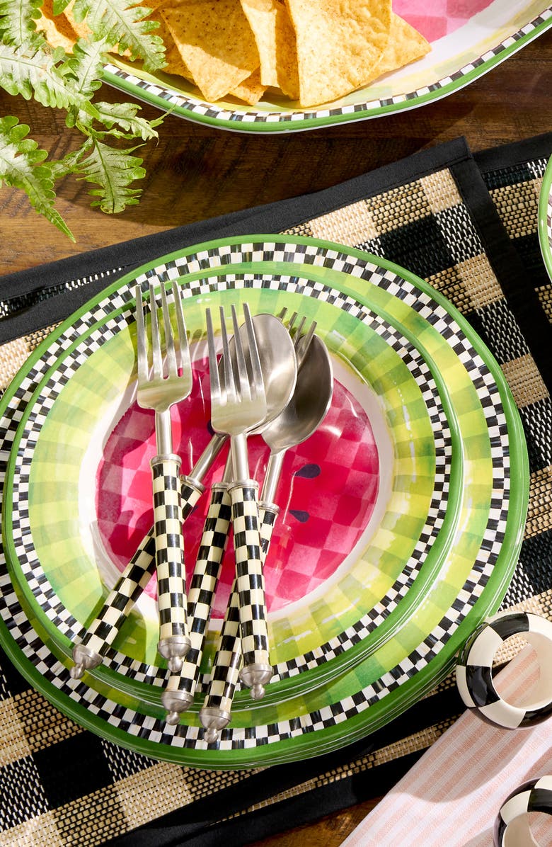 MACKENZIE CHILDS Set of 4 Watermelon Melamine Salad Plates, Alternate, color, Green