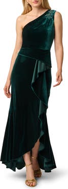 Adrianna Papell One-Shoulder Velvet Gown