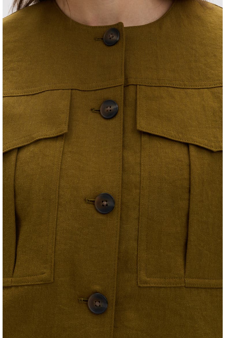 Collarless Jacket, Alternate, color, MOSSY BROWN