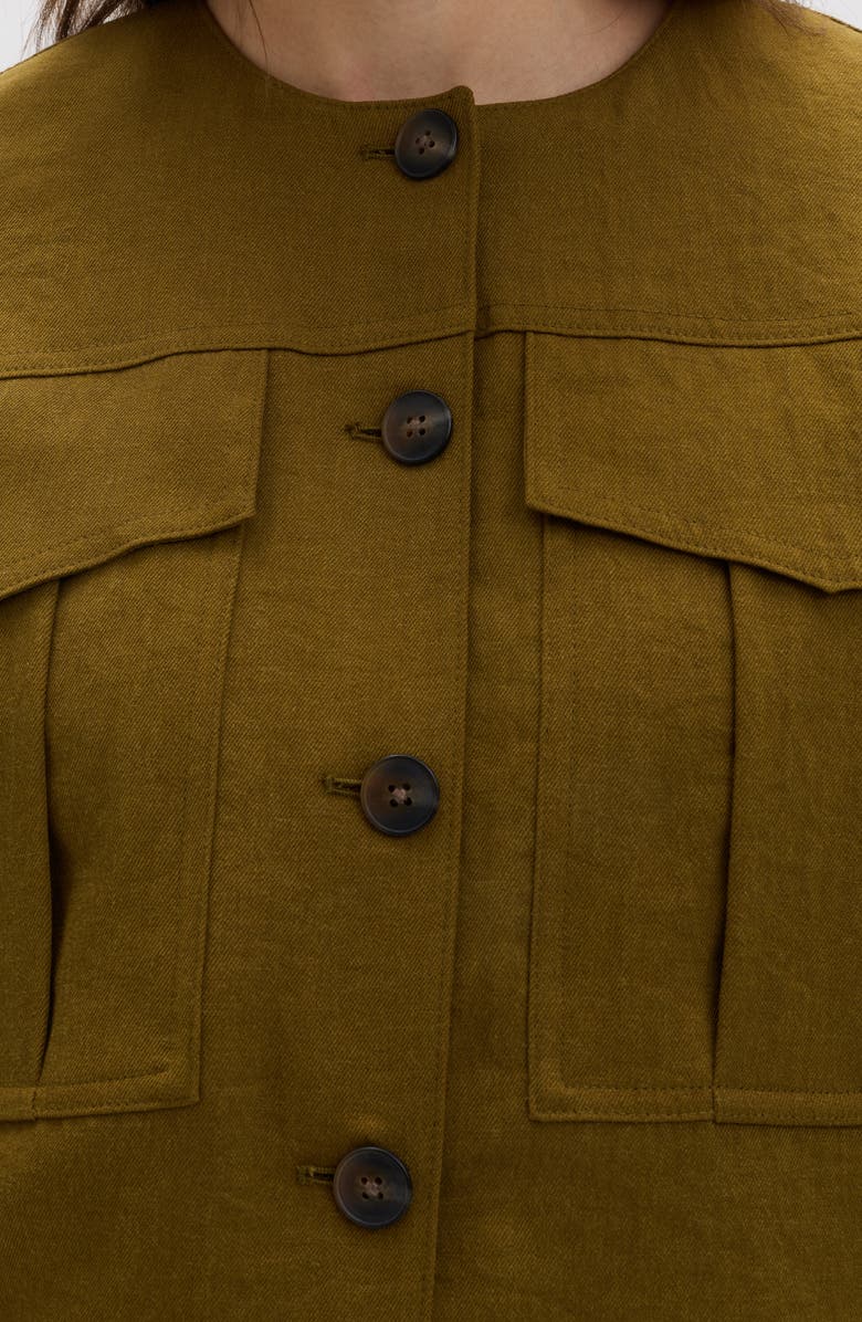 M&S Collarless Jacket, Alternate, color, Mossy Brown