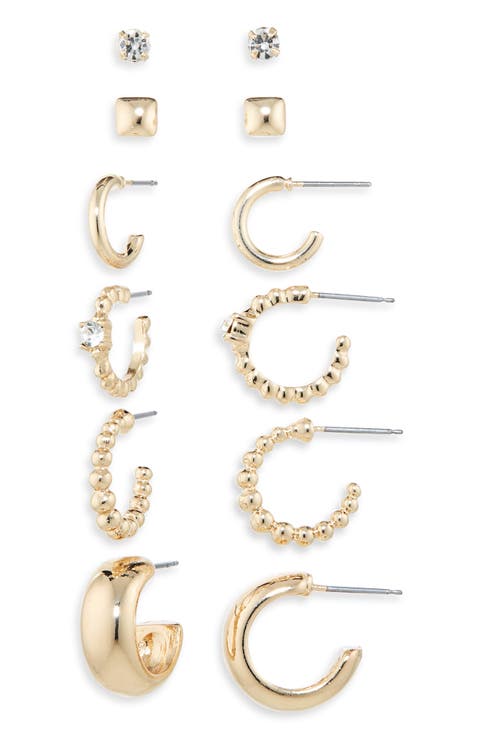 Set of 6 Stud & Hoop Earrings