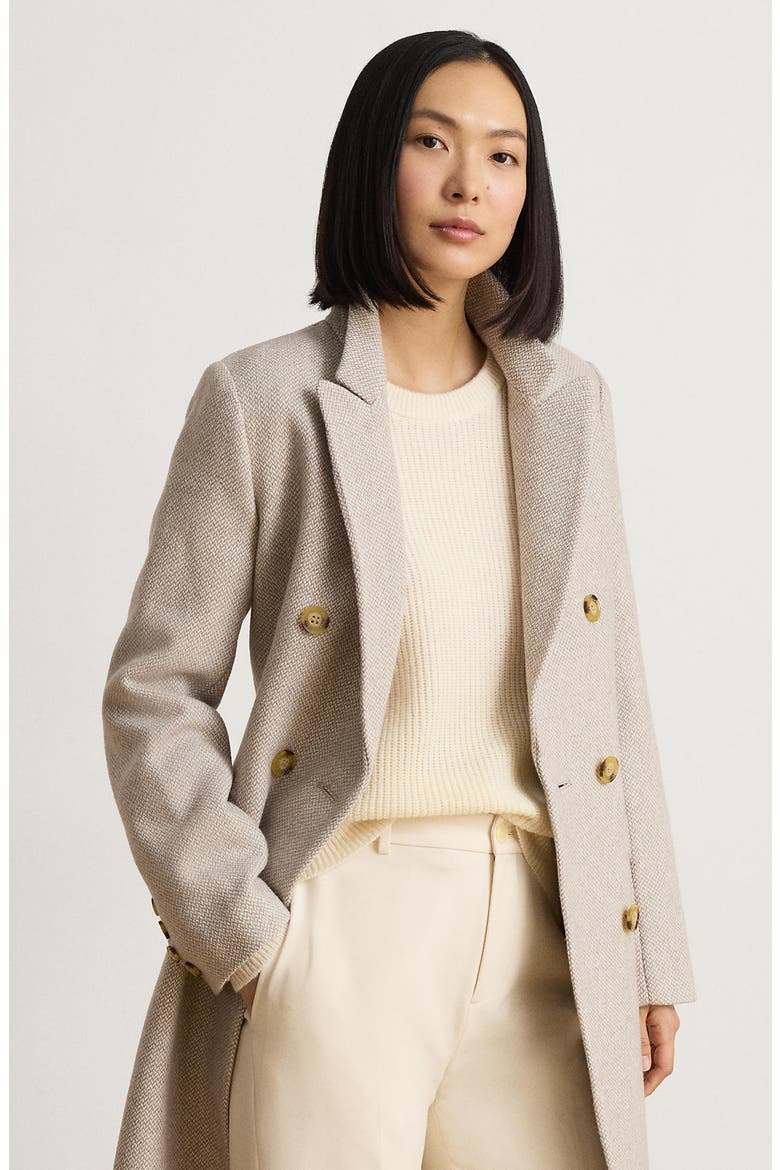 Double Breasted Wool Blend Coat, Alternate, color, TRUFFLE BROKEN TWILL