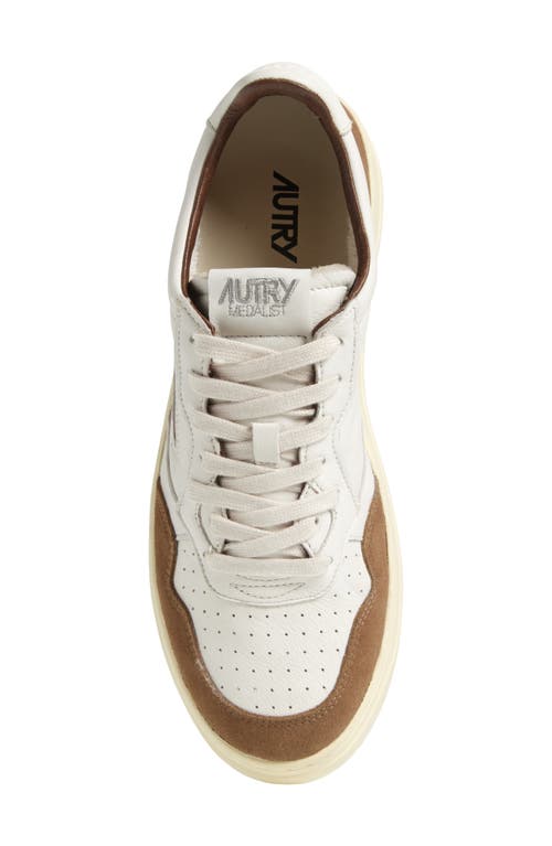 Autry 'medalist' Sneakers In White Leather And Brown Suede In Goat/suede White/cigar