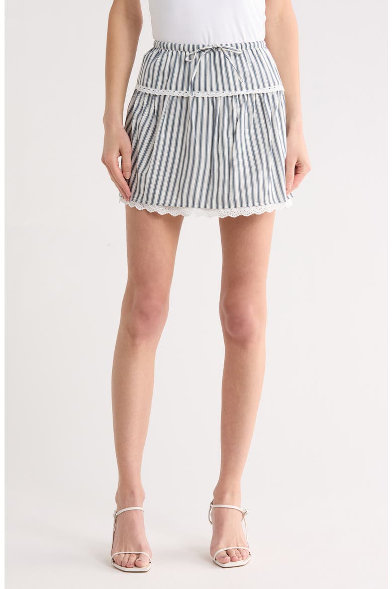 Tavia Eyelet Trim Stripe Miniskirt, Main, color, ANTIBES STRIPE