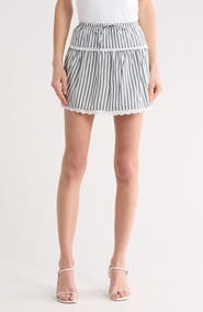 Reformation Tavia Eyelet Trim Stripe Miniskirt