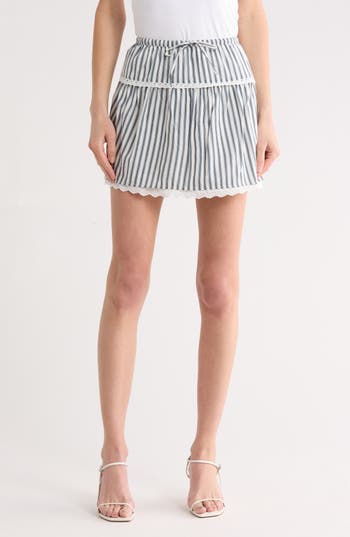 Reformation Tavia Eyelet Trim Stripe Miniskirt In Antibes Stripe