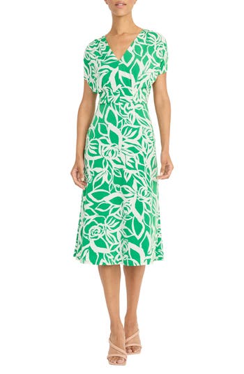 MAGGY LONDON MAGGY LONDON PLEATED BODICE MIDI DRESS