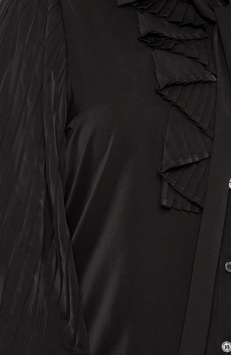 BUXOM COUTURE Tie Neck Pleated Sleeve Top, Alternate, color, 