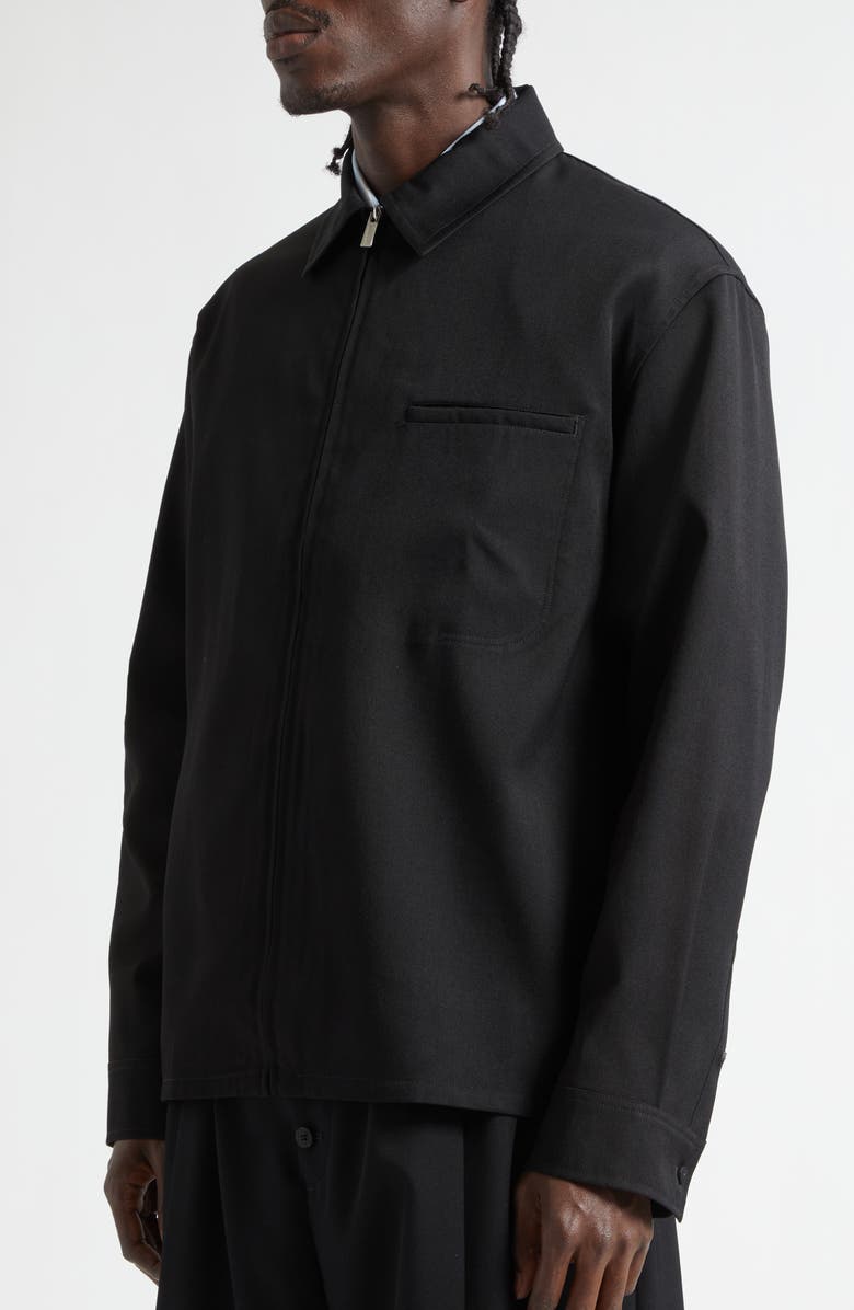 Jacquemus La Chemise Mecano Zip Workwear Shirt, Alternate, color, Black