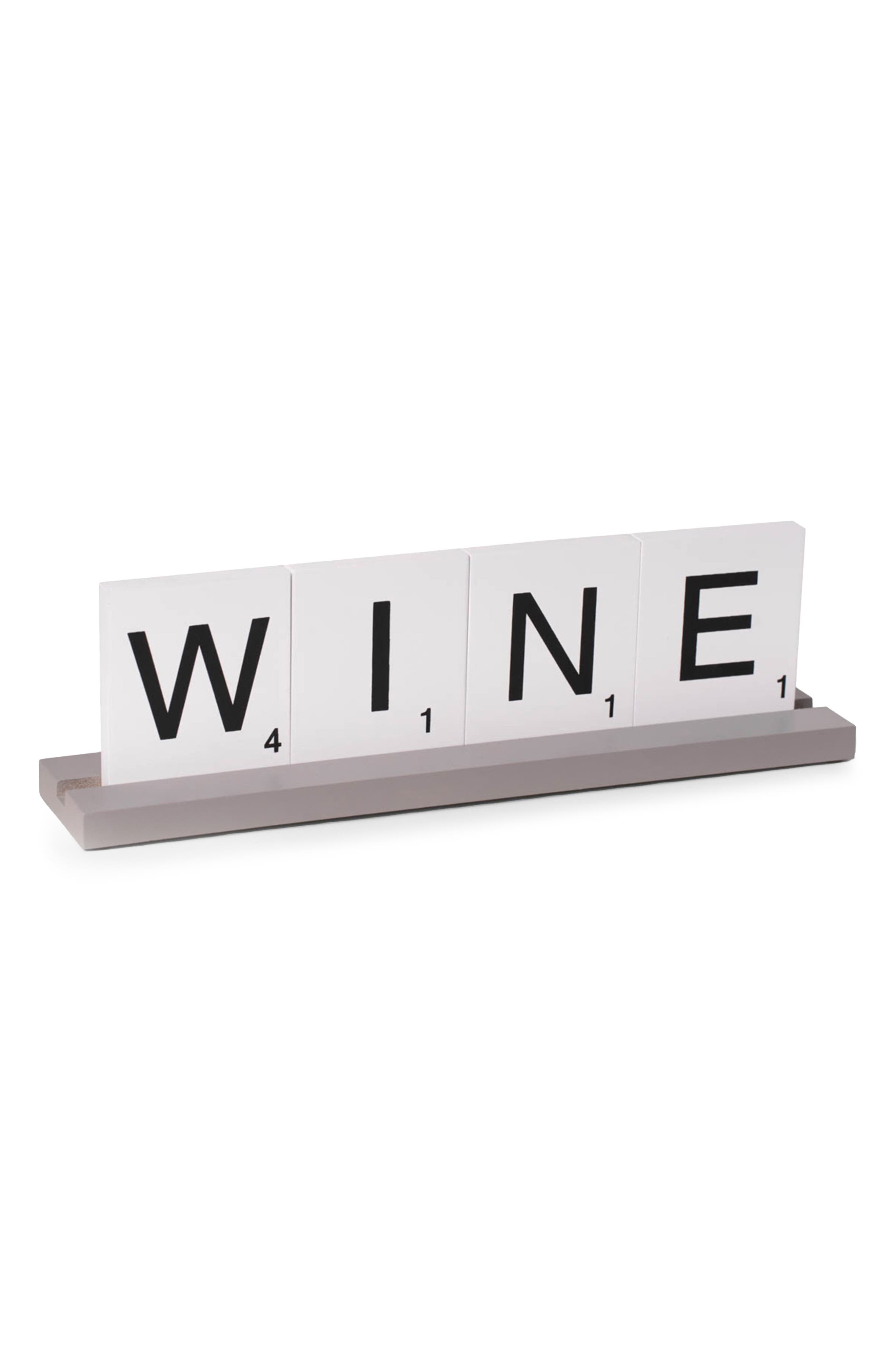 Bey-Berk White 'Wine' Scrabble Letter Tile Sign