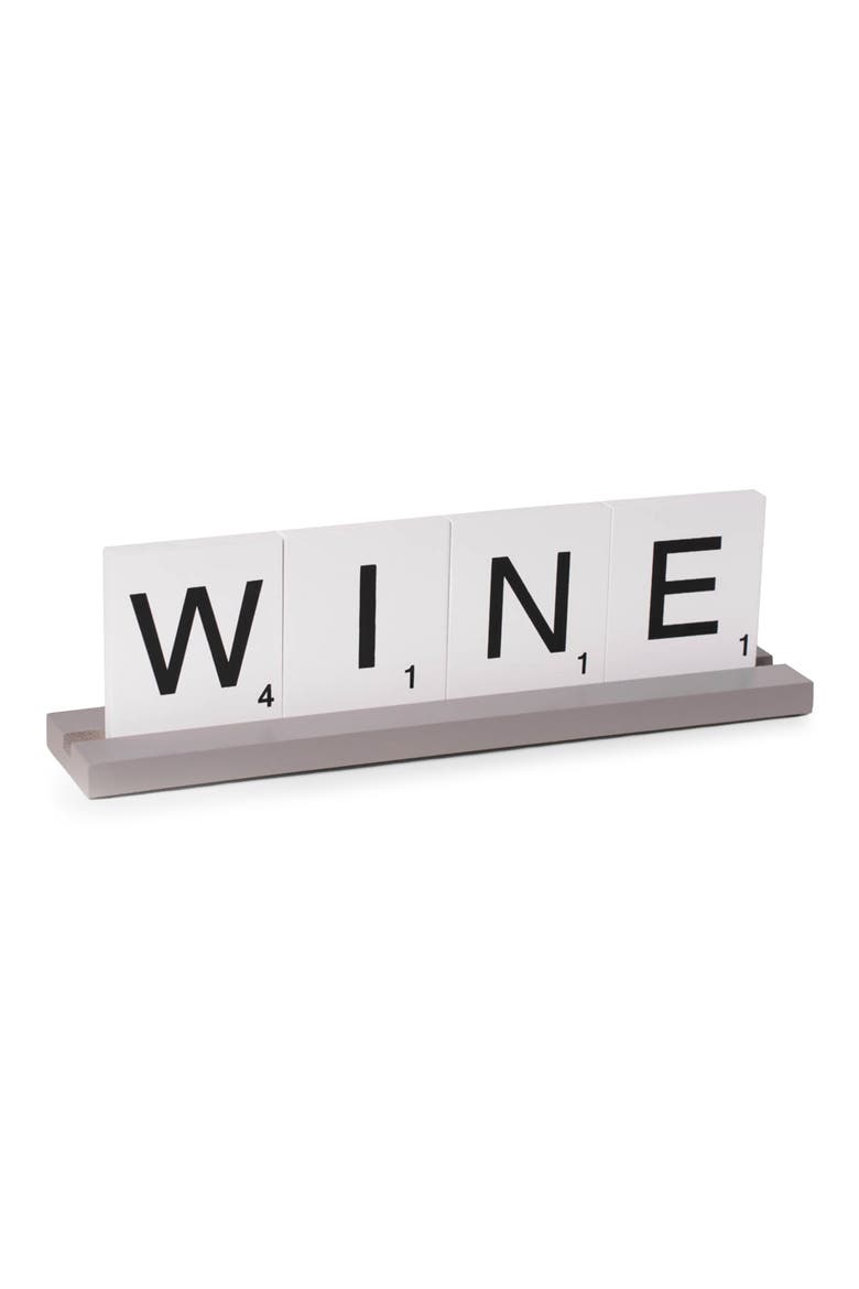 White 'Wine' Scrabble Letter Tile Sign, Main, color, WHITE MULTI