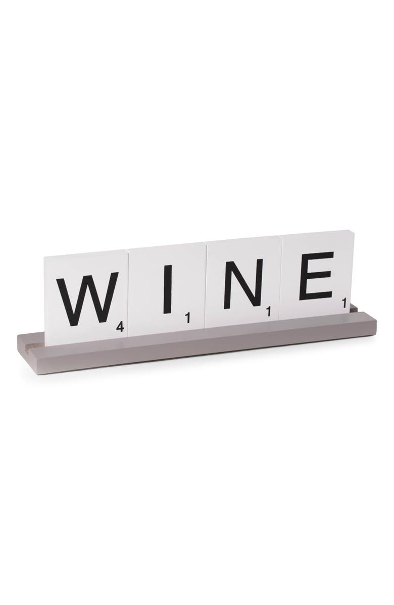 Bey-Berk White 'Wine' Scrabble Letter Tile Sign, Main, color, White Multi