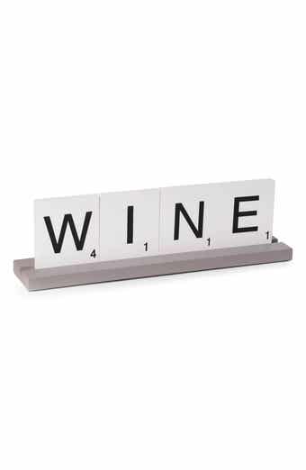Bey-Berk White 'Wine' Scrabble Letter Tile Sign