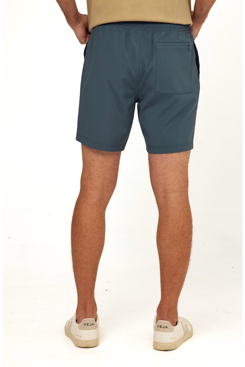 Essential Flat Front Stretch Drawstring Shorts, Alternate, color, PEACOCK