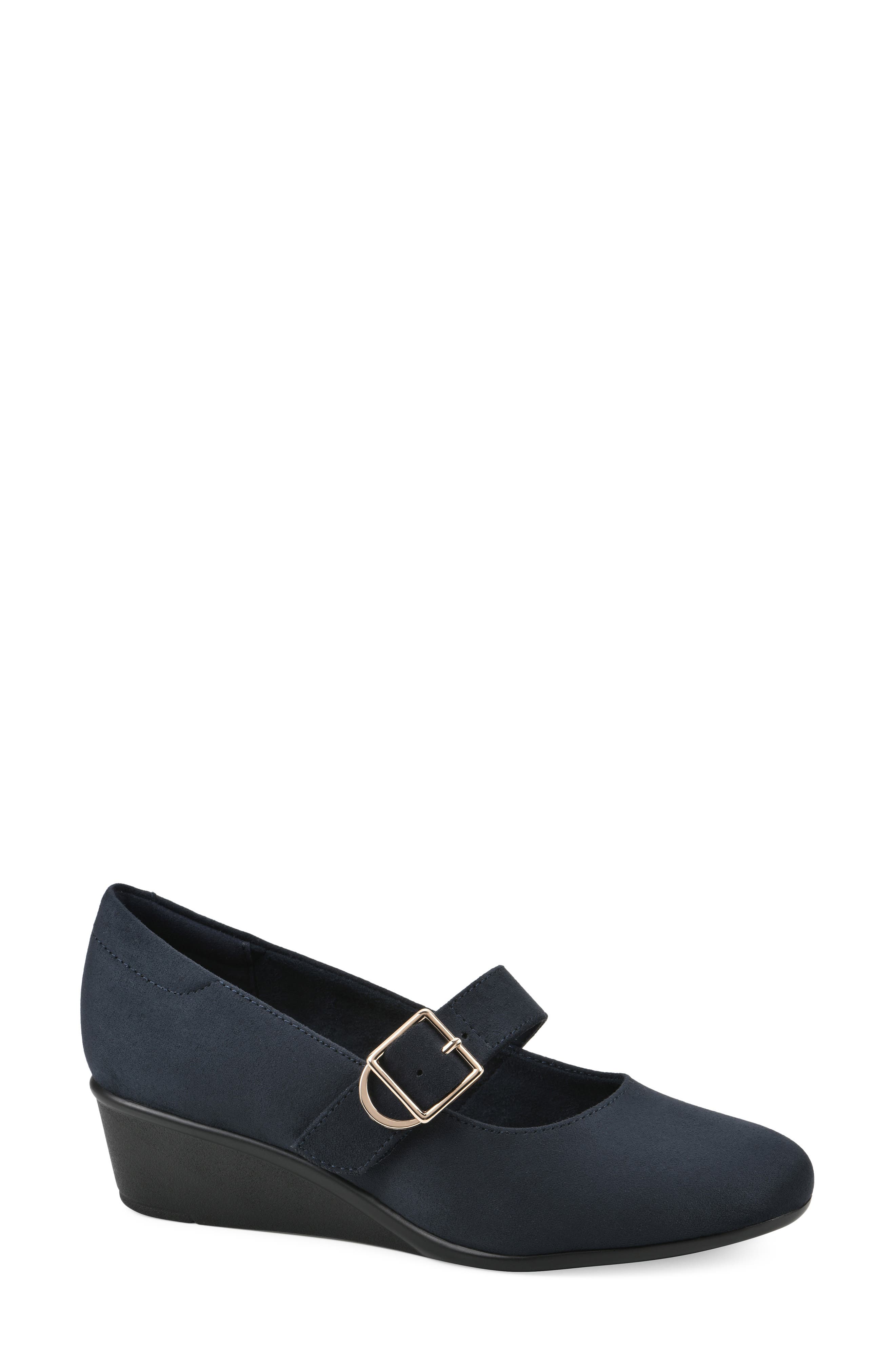 Bolford Wedge Pump, Main, color, NAVY/ FABRIC